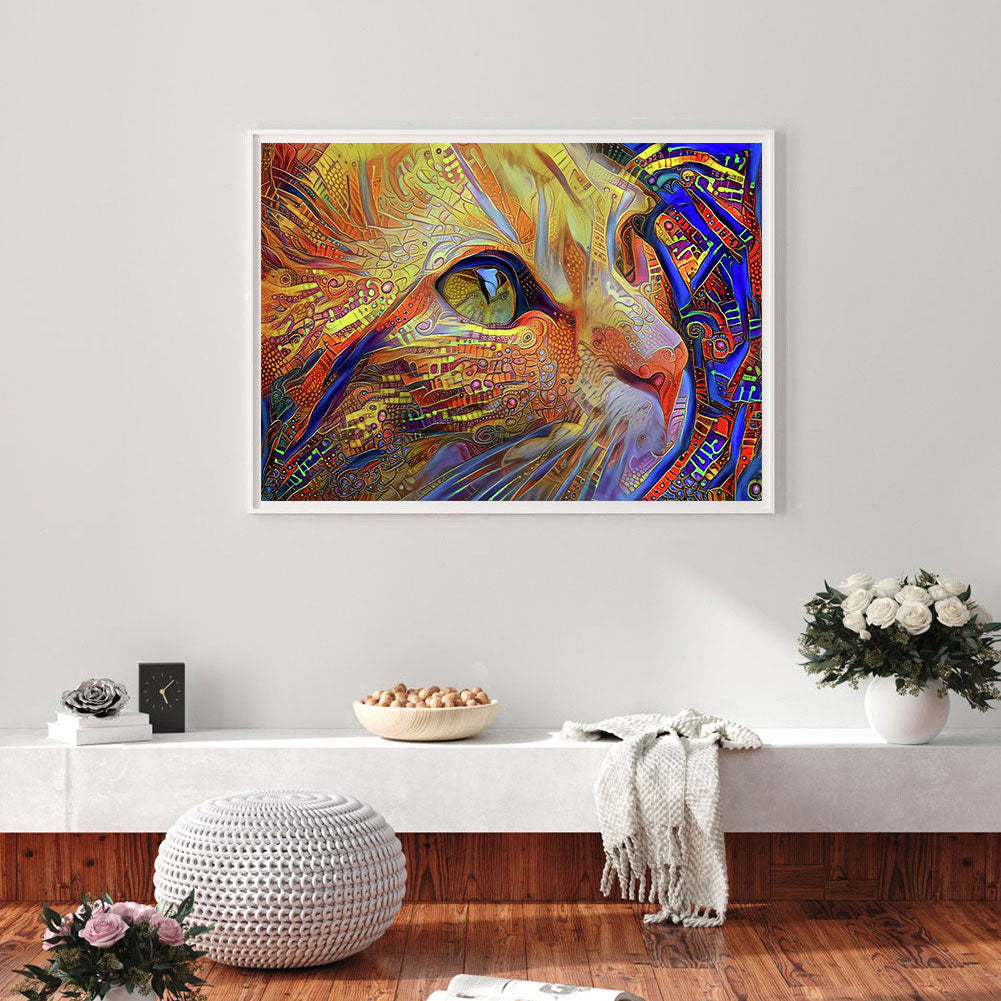 Psychedelic Cat Art - Full Square Drill Diamond Painting 40*30CM