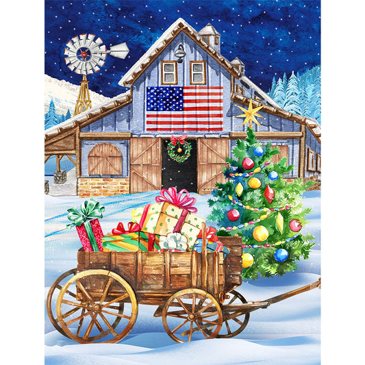 American Christmas Atmosphere - Full Round Drill Diamond Painting 30*40CM