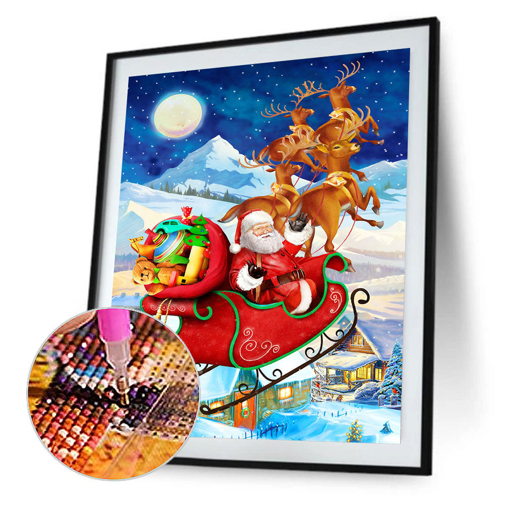 Santa Elk Sleigh - Full Round Drill Diamond Painting 30*40CM