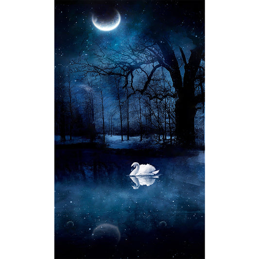 Swan Lake Under The Moon 30*50CM(Canvas) Full Round Drill Diamond Painting