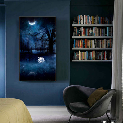 Swan Lake Under The Moon 30*50CM(Canvas) Full Round Drill Diamond Painting