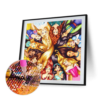 Disney Princesses Together - Full Round Drill Diamond Painting 40*40CM