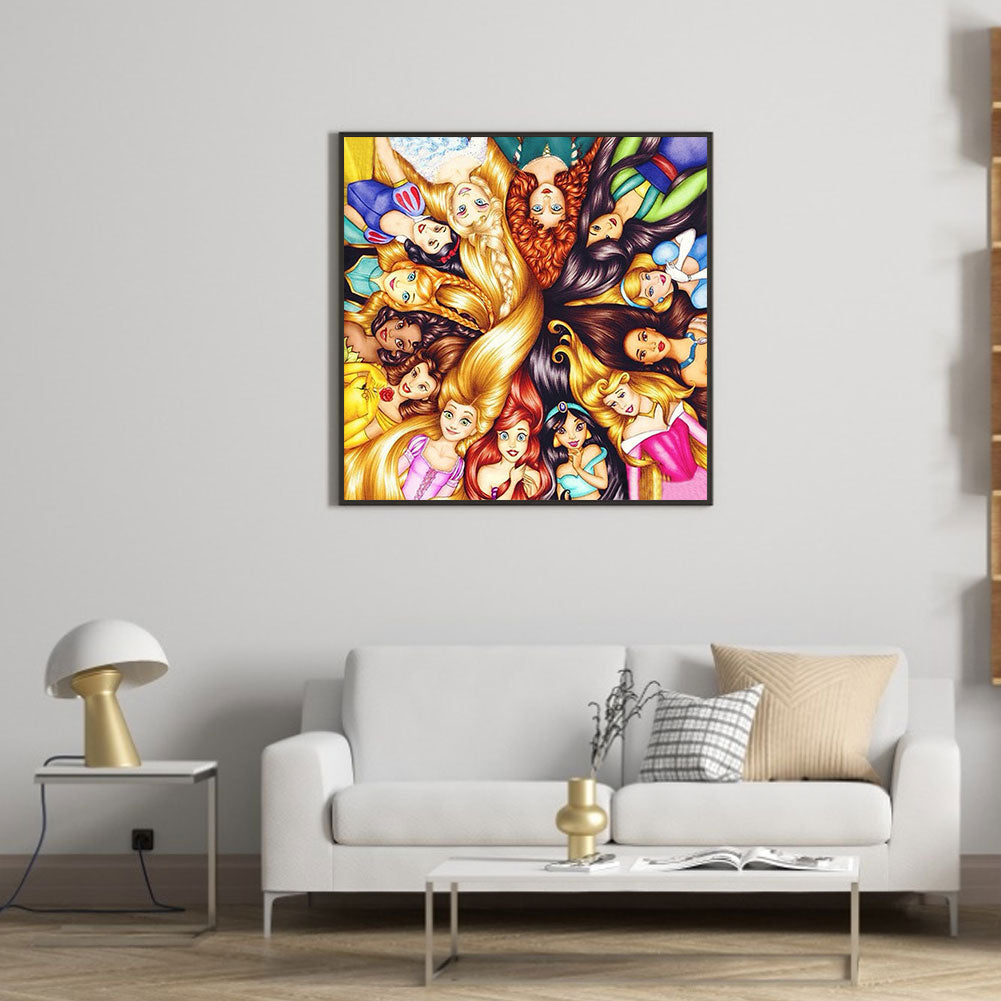 Disney Princesses Together - Full Round Drill Diamond Painting 40*40CM