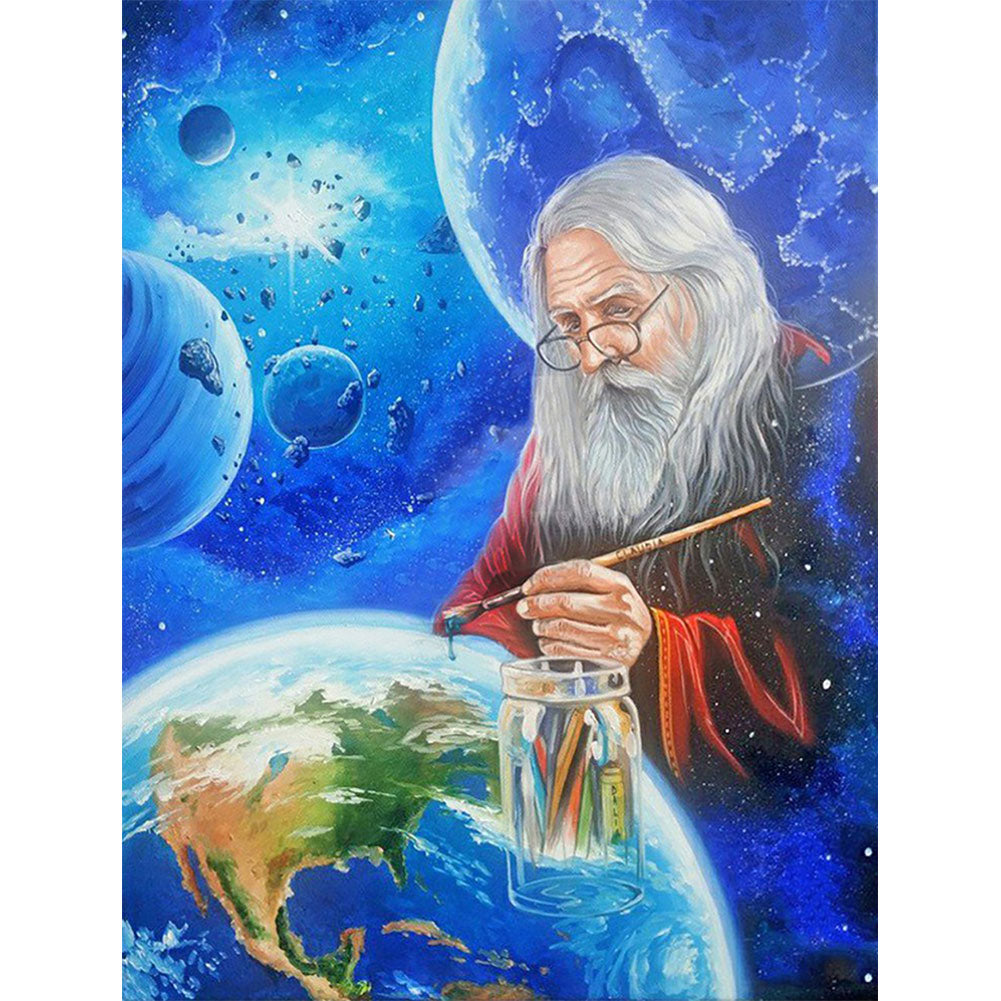Old Man In Space - Full Round Drill Diamond Painting 40*50CM