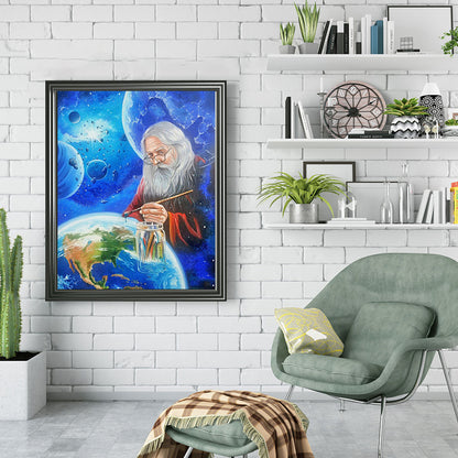 Old Man In Space - Full Round Drill Diamond Painting 40*50CM