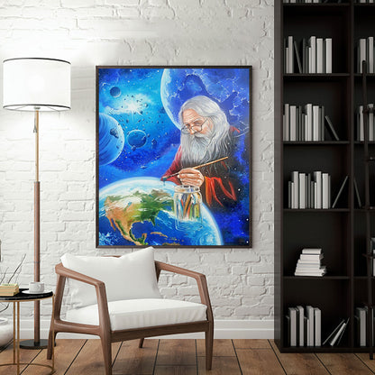 Old Man In Space - Full Round Drill Diamond Painting 40*50CM