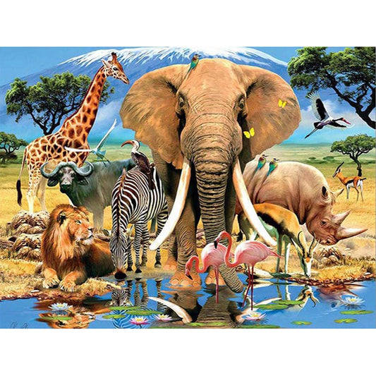 Elephant Jungle - Full Round Drill Diamond Painting 60*50CM