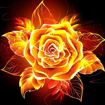 Blooming Fire Rose - Full Round Drill Diamond Painting 50*50CM