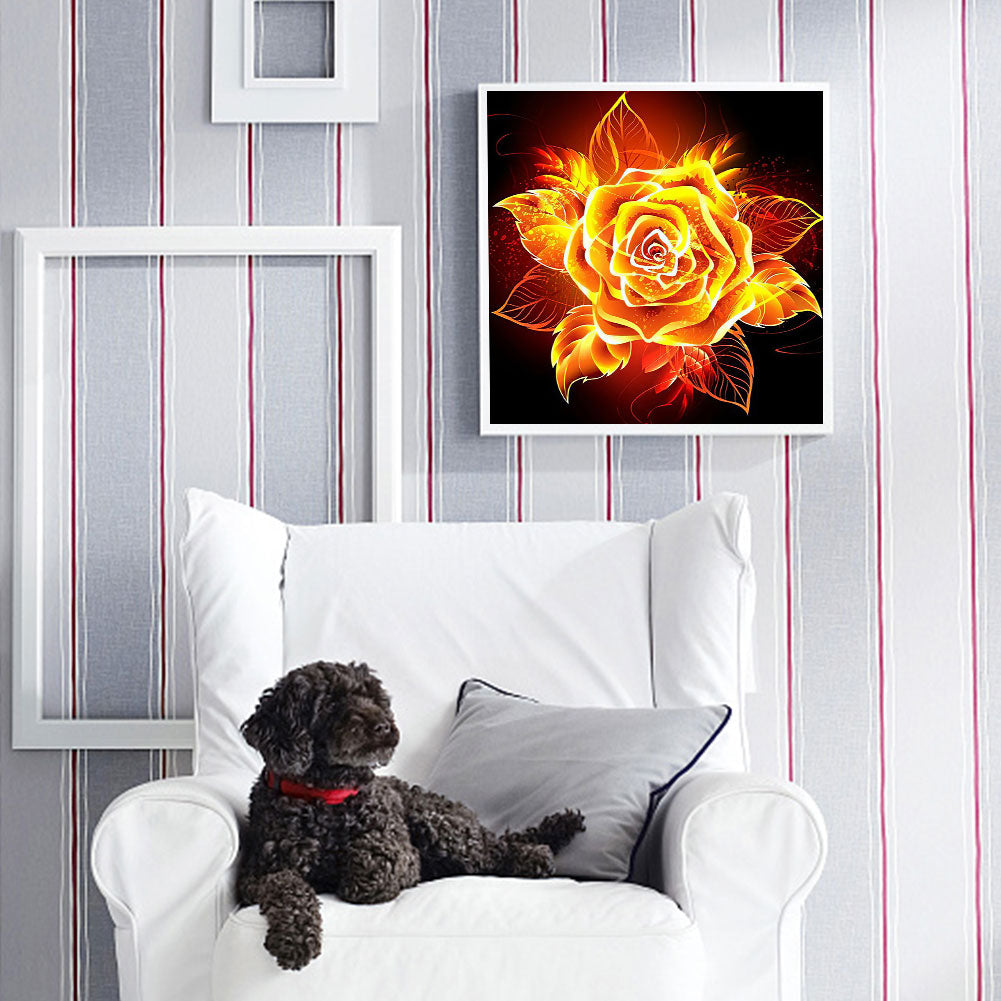 Blooming Fire Rose - Full Round Drill Diamond Painting 50*50CM