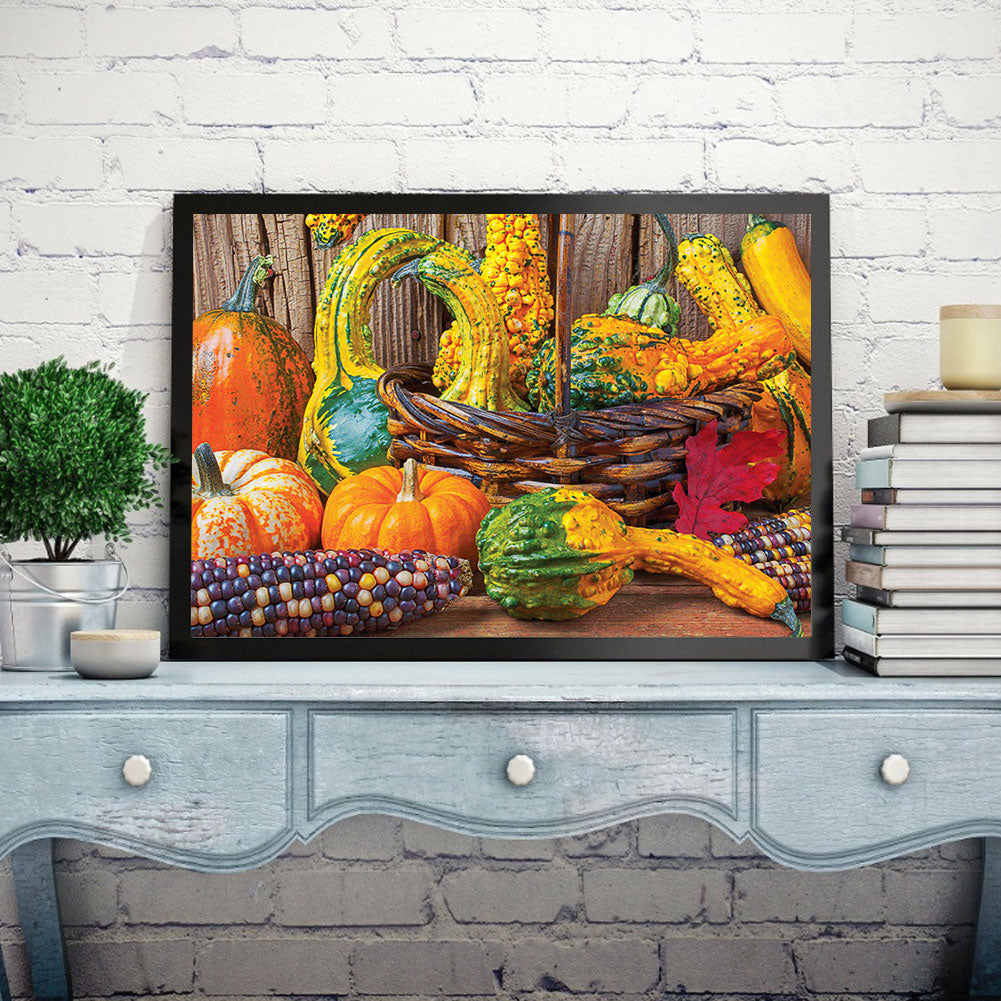 Autumn Pumpkin And Corn Harvest - Full Round Drill Diamond Painting 40*30CM