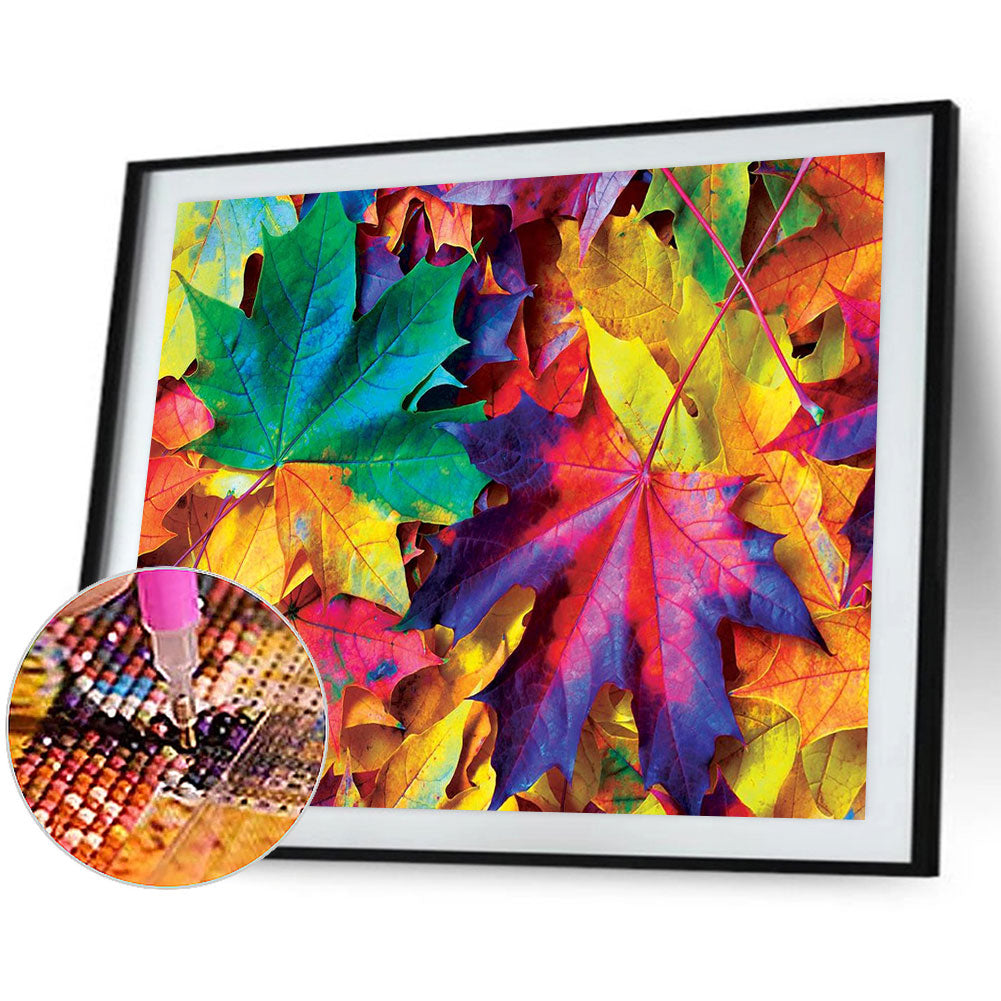 Autumn Colored Maple Leaves - Full Round Drill Diamond Painting 40*30CM