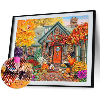 Autumn Garden Dog - Full Round Drill Diamond Painting 55*40CM