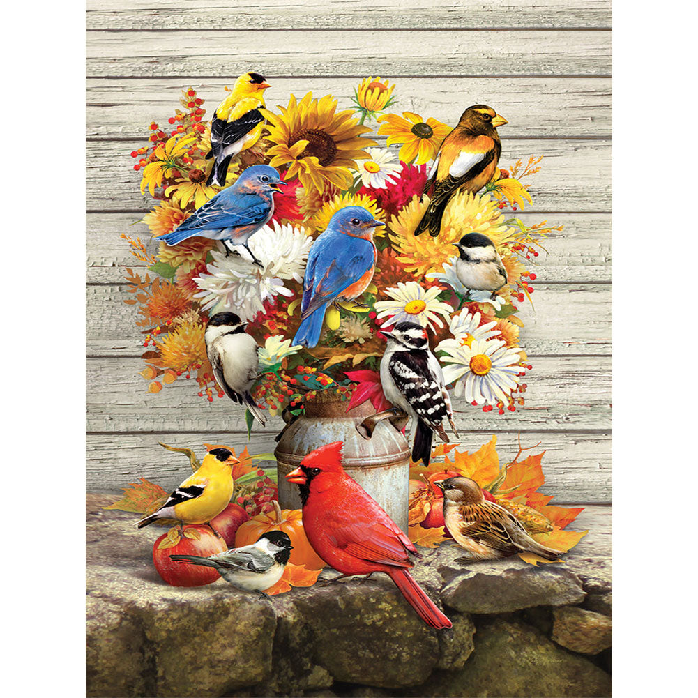 Autumn Bird Bouquet - Full Round Drill Diamond Painting 30*40CM