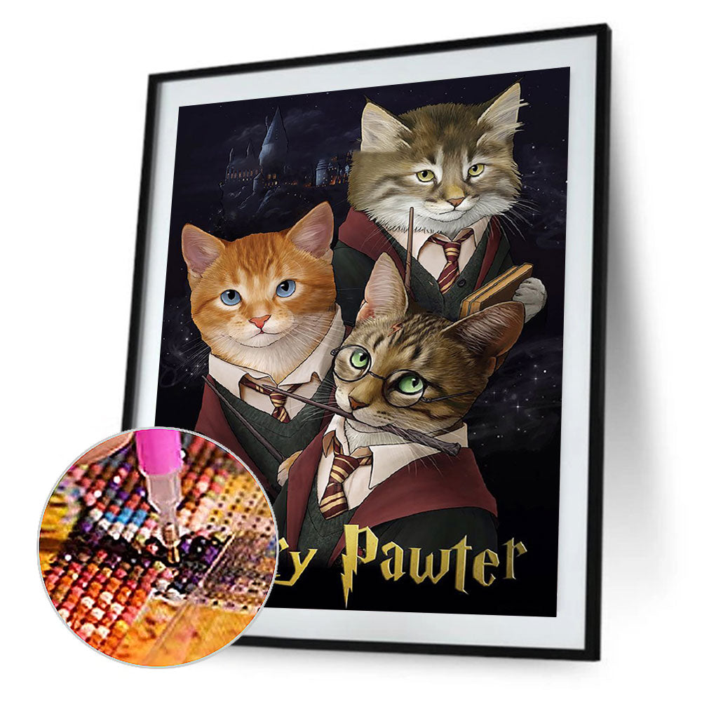 Harry Potter Cat - Full Round Drill Diamond Painting 30*40CM