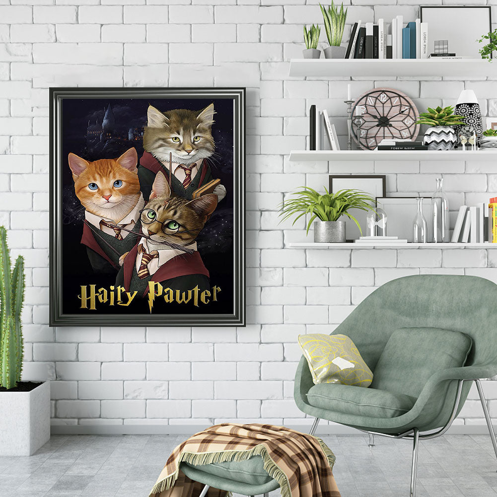 Harry Potter Cat - Full Round Drill Diamond Painting 30*40CM