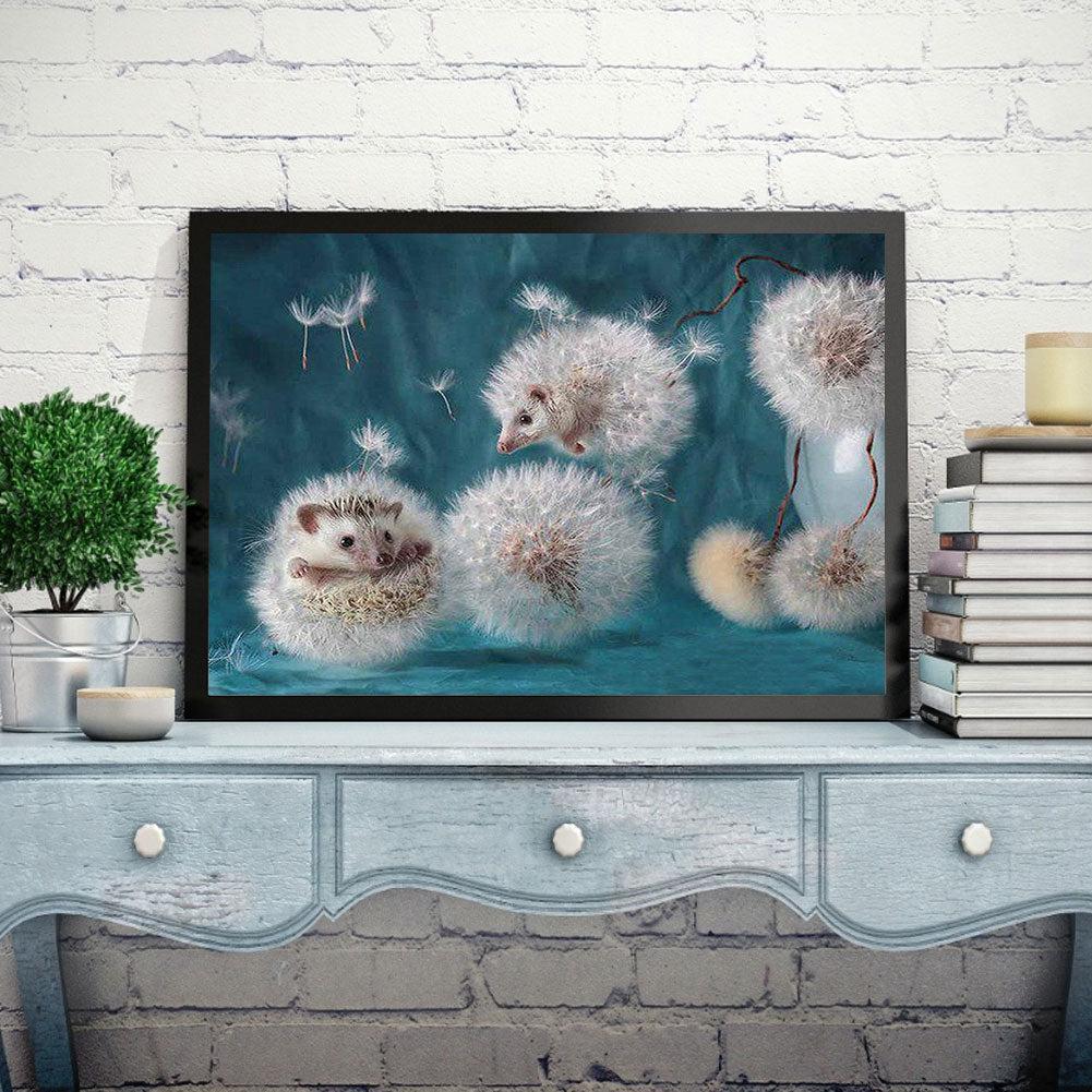 Dandelion Hedgehog - Full Round Drill Diamond Painting 40*30CM