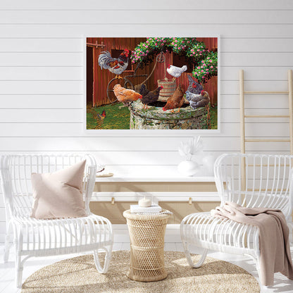 Farm Chicken - Full Round Drill Diamond Painting 40*30CM