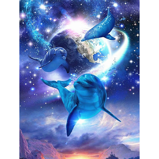 Planet Dolphin - Full Round Drill Diamond Painting 50*60CM