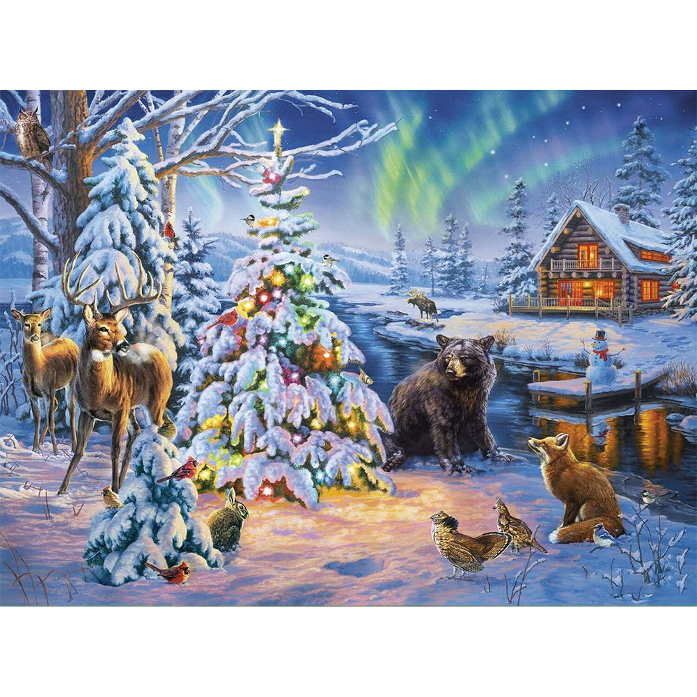 Aurora Snow Village - Full Round Drill Diamond Painting 40*30CM