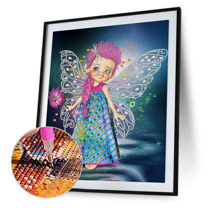 Big-Eyed Girl With Wings - Special Shaped Drill Diamond Painting 30*40CM