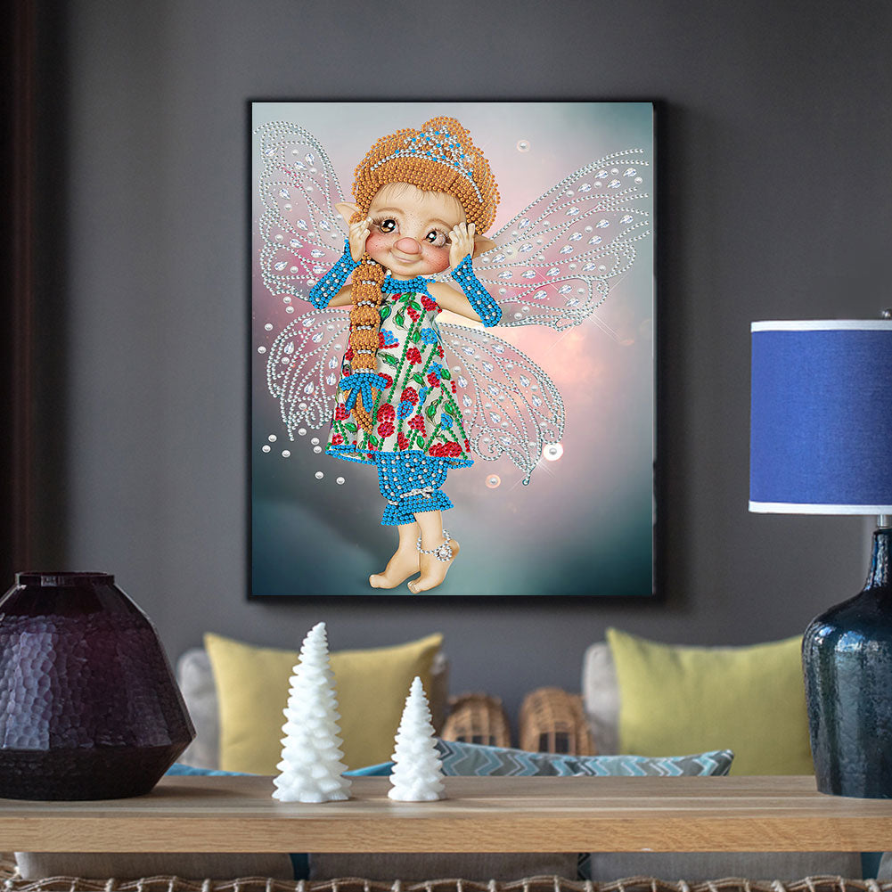 Big-Eyed Girl With Wings - Special Shaped Drill Diamond Painting 30*40CM