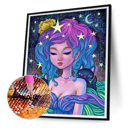 Illustration Girl 30*40CM(Canvas) Full Round Drill Diamond Painting