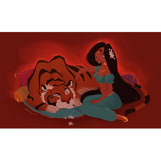 Princess Jasmine And Tiger 50*30CM(Canvas) Full Round Drill Diamond Painting