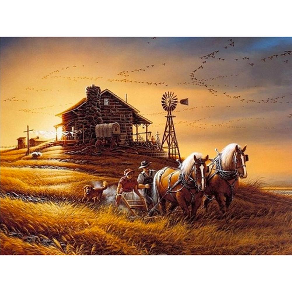 Carriage At Dusk - Full Square Drill Diamond Painting 60*50CM