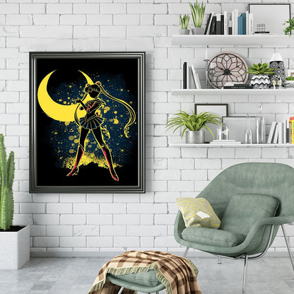 Water Ice Moon Silhouette - Full Round Drill Diamond Painting 30*40CM