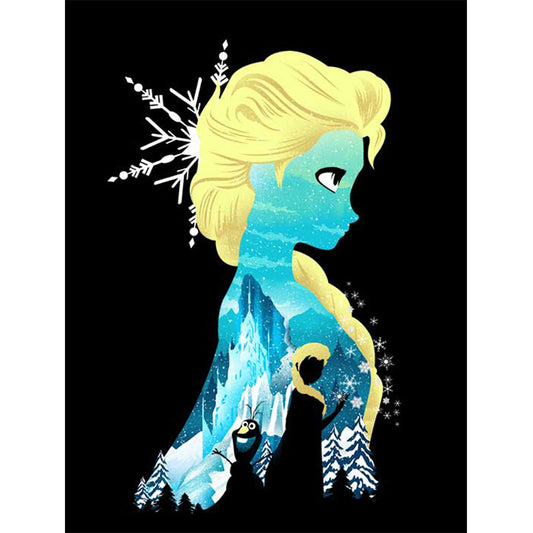 Princess Elsa Silhouette - Full Round Drill Diamond Painting 30*40CM