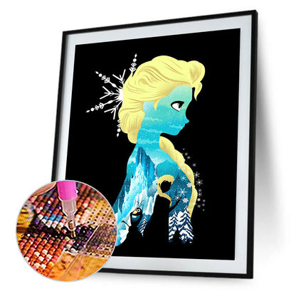 Princess Elsa Silhouette - Full Round Drill Diamond Painting 30*40CM