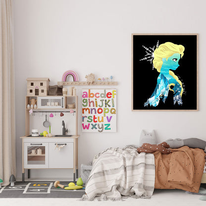 Princess Elsa Silhouette - Full Round Drill Diamond Painting 30*40CM