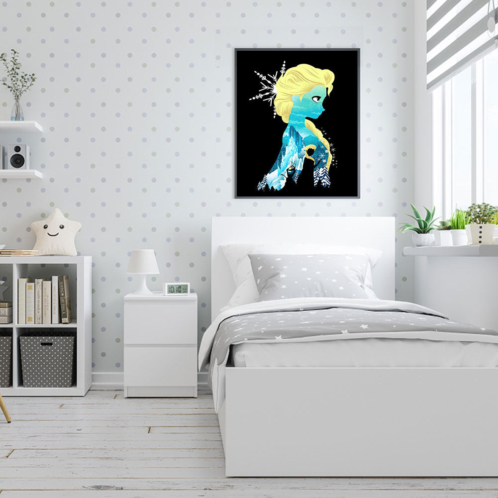 Princess Elsa Silhouette - Full Round Drill Diamond Painting 30*40CM