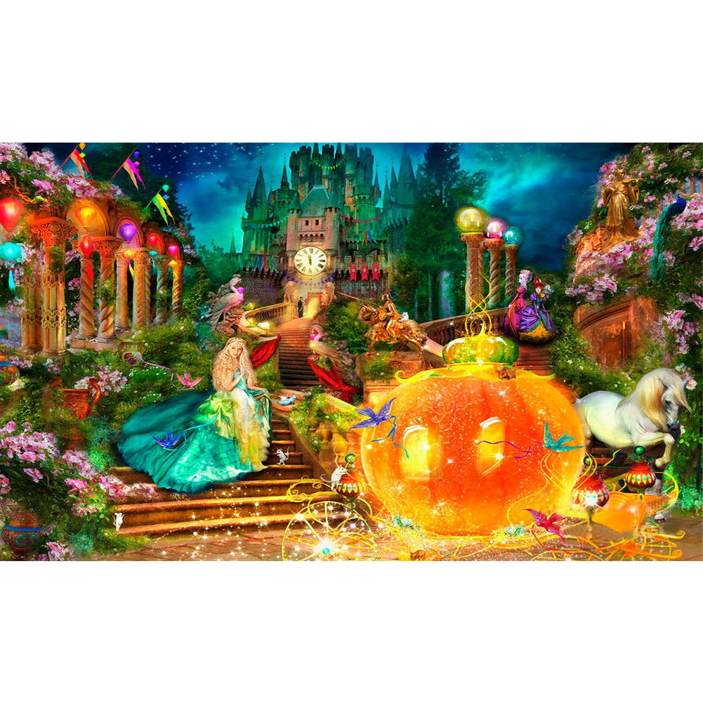 Castle Pumpkin Wagon - Full Round Drill Diamond Painting 50*30CM