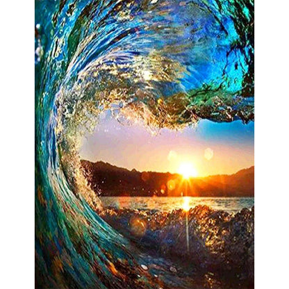 Sunset Ocean Waves 50*60CM(Canvas) Full Round Drill Diamond Painting