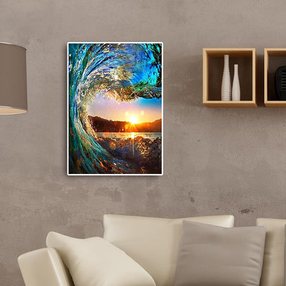 Sunset Ocean Waves 50*60CM(Canvas) Full Round Drill Diamond Painting