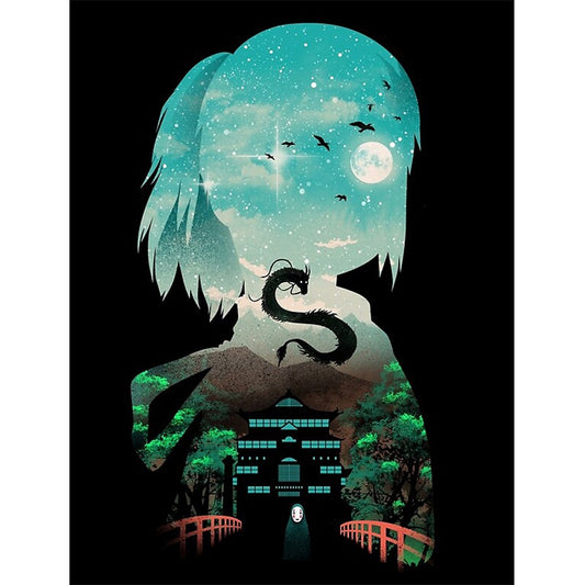 Silhouette Spirited Away - Full Round Drill Diamond Painting 30*40CM