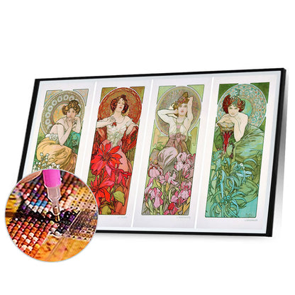 Four Seasons Woman - Full Round Drill Diamond Painting 50*30CM