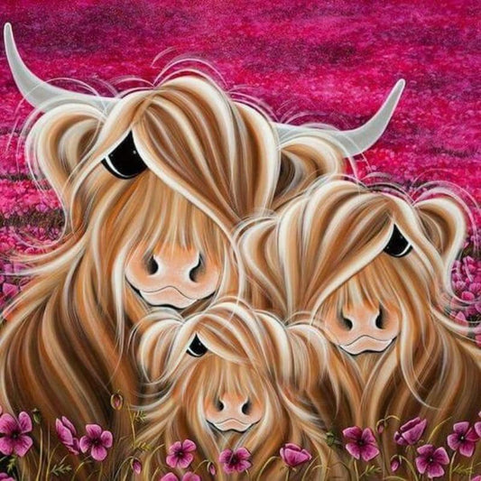 Highland Cows - Full Round Drill Diamond Painting 30*30CM