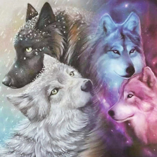 Colorful Wolf Pack - Full Square Drill Diamond Painting 40*40CM