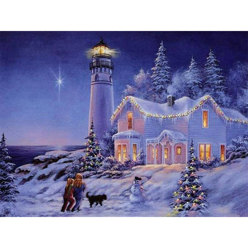 Snow Night Scene - Full Square Drill Diamond Painting 50*40CM