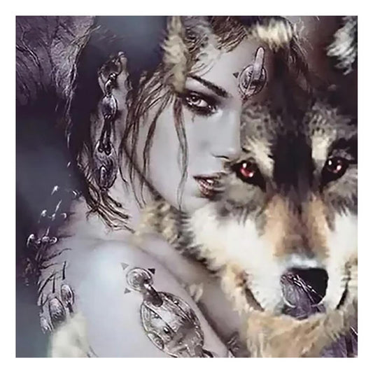 Wolf Woman - Full Round Drill Diamond Painting 40*40CM