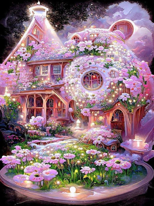Pink Flower Ball Castle 50*80CM(Canvas) Full Round Drill Diamond Painting