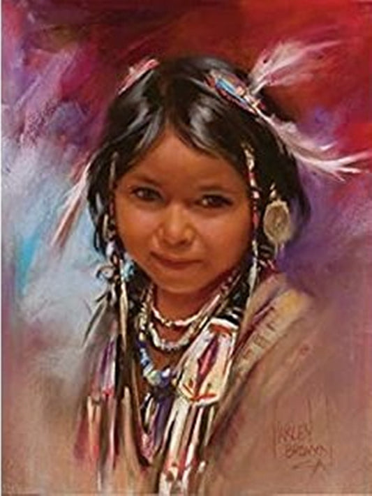 Little Indian Girl - Full Round Drill Diamond Painting 30*40CM