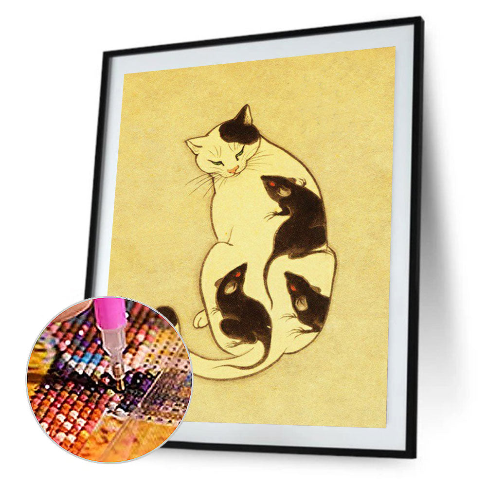 Cat - Full Round Drill Diamond Painting 40*50CM