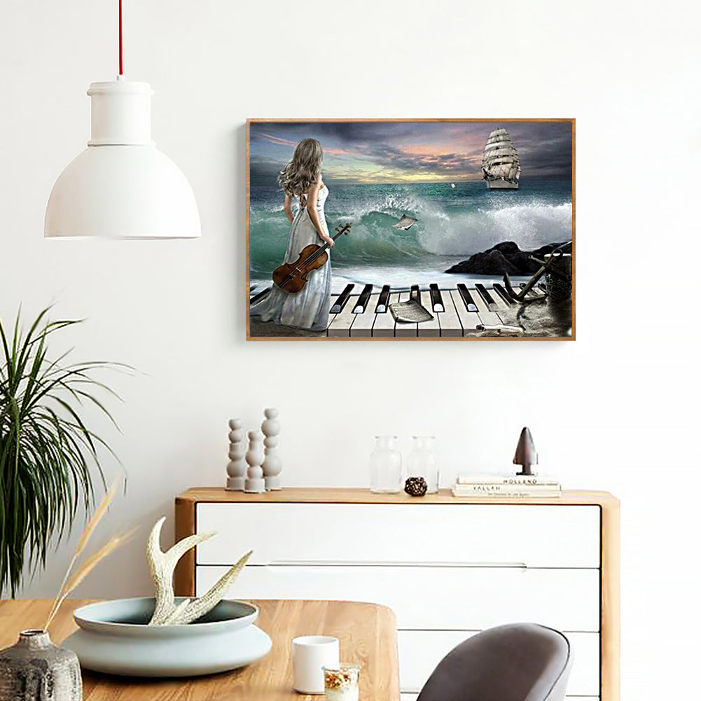 Ocean Piano Song - Full Round Drill Diamond Painting 50*40CM