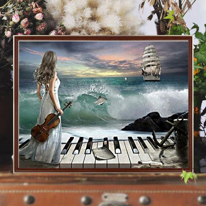Ocean Piano Song - Full Round Drill Diamond Painting 50*40CM