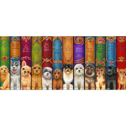 Dog Bookshelf - Full Round Drill Diamond Painting 50*30CM