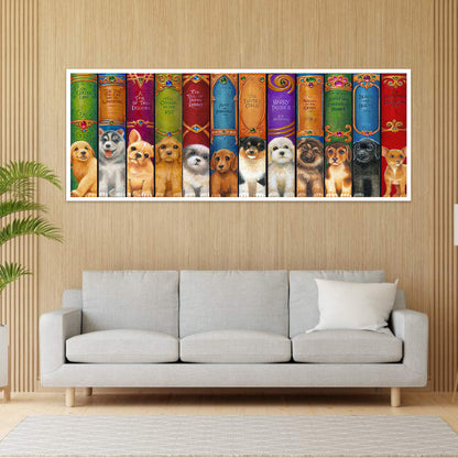 Dog Bookshelf - Full Round Drill Diamond Painting 50*30CM