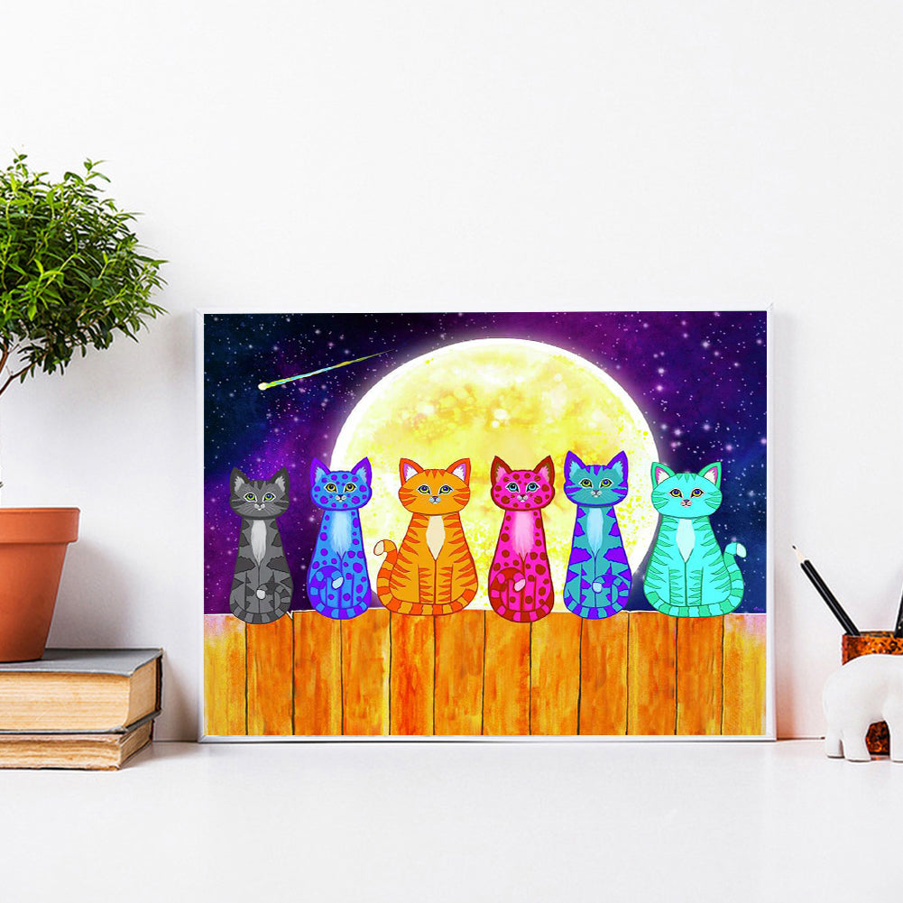 Colorful Cat - Full Round Drill Diamond Painting 40*30CM